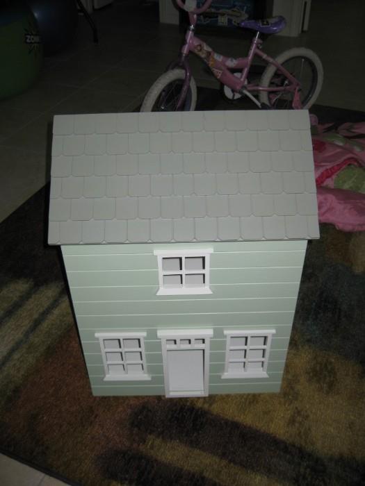 POTTERY BARN WOOD DOLL HOUSE WITH FURNITURE
