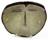 Lot#1077, JAY MUSLER (1949-), GLASS BOWL, 1982, W 16 1/2", L 13 1/2", THE FACE/Jay Musler [American, b. 1949]. Flameworked, cut, and painted glass bowl; signed and dated at underside, #F-8. Presented on stand.