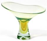 Lot#1081, GILBERT JOHNSON ART GLASS VASE, 1972, H 7", W 9 1/4"Signed and dated at underside.