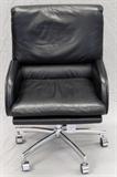 Lot#1167, DUNBAR LEATHER DESK CHAIR/Dunbar black leather swivel chair. 37" x 25" x 29"
