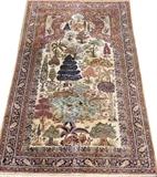 Lot#1192, WOOL & SILK PICTORIAL RUG, SEMI ANTIQUE, 7' 4" X 4' 8"