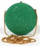 Lot#1365, JUDITH LEIBER GREEN EVENING SHOULDER BAG, DIA 3"