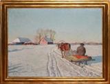 Lot#2031, ANDREI AFANAS'EVICH EGOROV (RUSSIAN 1878-1954), OIL ON BOARD, H 22", W 29", HORSE DRAWN SLED//Signed lower left; framed.