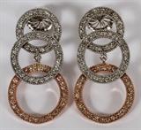 Lot#2080, 2.00CT DIAMOND CIRCLE DANGLE EARRINGS, PAIR, L 1 1/2"14kt gold circle form dangle earrings, featuring 2.00 carats of round diamonds. Measuring L. 1 1/2", with a total approximate weight of 15.6 grams.