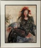 Lot#2102, RICHARD JERZY, WATERCOLOR H 31" W 25" "SHERYLE"Exhibition label on reverse. Framed size is 41" x 34".