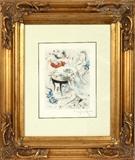 Lot#2155, LOUIS ICART, COLOR ETCHING, H 7.75", L 5.75", "ORGY"Louis Icart [French, 1888-1950].  From the "La Nuit et le Moment" suite.  Signed lower right, framed and matted under glass.  Framed size H 19.5", L 16.25".