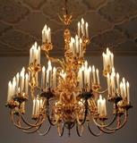 Lot#2184, GOLD PLATED 21-ARM CHANDELIER, 105 LIGHTS, H 60", DIA 72"Having three tiers of scrolling arms with acanthus leaf accents.