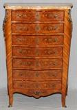 Lot#2196, LOUIS XV STYLE MARQUETRY INLAID MARBLE TOP MARNIER, H 51", W 16", L 33"