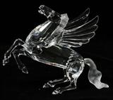 Lot#212, SWAROWSKI CUT CRYSTAL "PEGASUS" FIGURE, H 5", L 6"Winged, horse with amber color eyes, fabulous creatures.