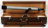 Lot#284, SELSI 400 POWER, 60 MM, ALTAZIMUTH MOUNT, REFRACTOR TELESCOPE,having a tripod base and wood fitted case, also instruction brochure.