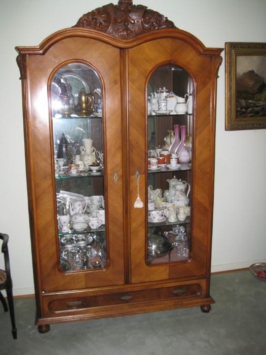 ANTIQUE WARDROBE CONVERTED TO CHINA CABINET
