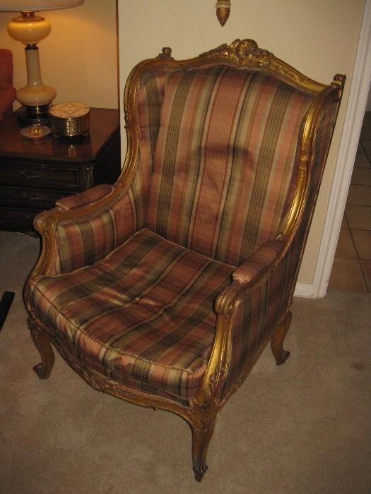 GILDED FRENCH ARM CHAIR