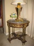 LOUIS XV GILDED BRASS & MARBLE TABLE