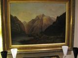 LARGE 1800'S OIL ON CANVAS LANDSCAPE