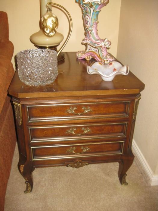 NICE PAIR OF LOUIS XV STYLE FRENCH LAMP TABLE WITH 3 DRAWERS