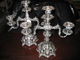 PAIR OF LARGE REED & BARTON S/P "RENAISSANCE" 3-LIGHT CANDELABRUMS