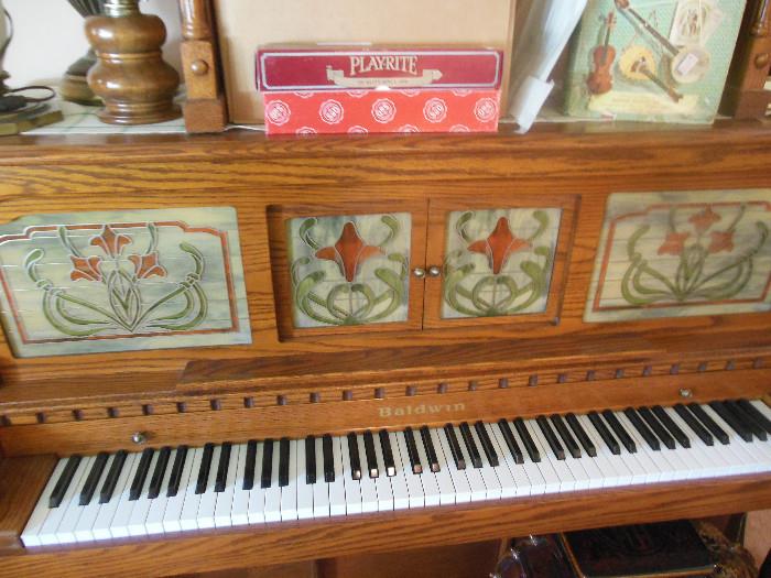 Front of Player Piano/Keys/Stained glass lights up when playing