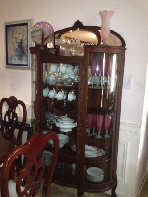 very nice antique bowed glass sides  china cabinet