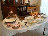 Silver plate, china and glassware
