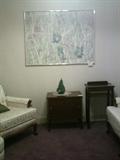 retro record cabinet, phone table, picture