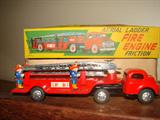 Aerial Ladder Fire Engine - friction - Trad Mark K - MIJ litho MIB - all pieces of ladder are present and accounted for!