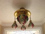 Gorgeous antique ceiling fixture - central dome is grape clusters on vines - smaller fixtures are grapes and leaves. This is a stunning fixture!