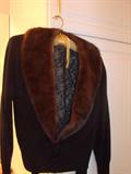 Black cardigan with mink collar - absolutely too cool for school!!!!
