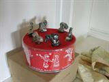 Reed Barton circus birthday cake candle holders