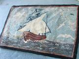 Nautical hand hooked rug