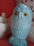 Blue milkglass with amber glass eyes - he is a hoot!