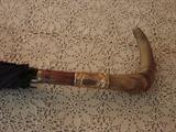Gold washed and horn parasol handle