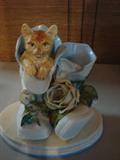 Large bisque kitten in a shoe