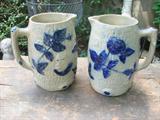 Salt glaze cobalt pitchers