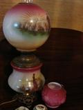 Painted lamp - pastoral   Peach blow rose bowl