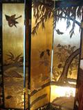 6 panel carved, inlaid, and ebonized - a beautiful Asian wood screen!