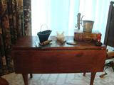 Salesman sample drop leaf table with miniatures