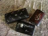 Mother of pearl inlay snuffbox and match safes