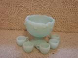 Doll punch set in blue milk glass