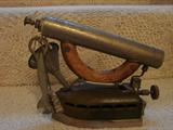 Acorn gas fuel sad iron with funnel, wrench, and cleaning tool - the enamel has some issues