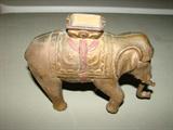 Iron elephant bank with mobile trunk