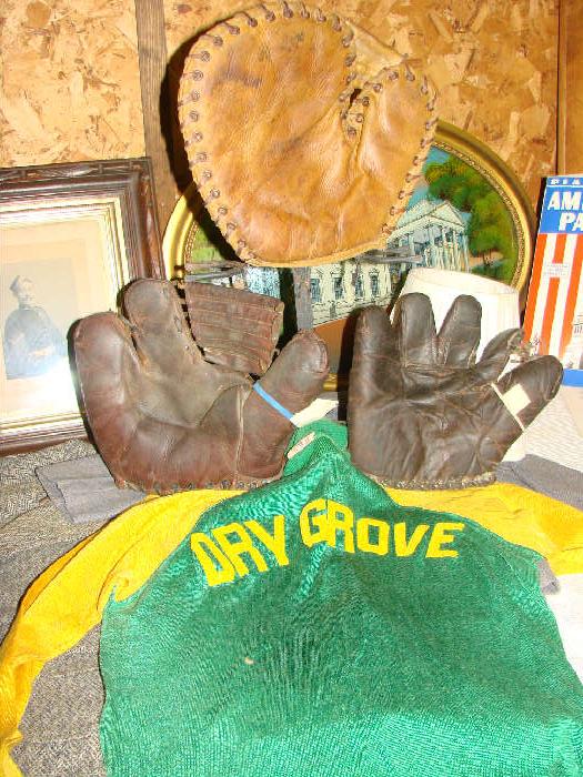 Dry Grove ball jersey and mitts