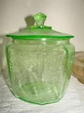 Green depression cracker jar