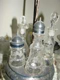 Antique etched castor set - complete