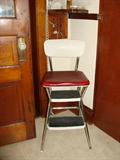 Ultra nifty vintage kitchen stool - red, cream, chrome - what's not to love????