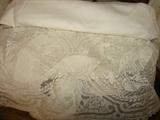 Linen and lace table cover