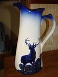 Cobalt stoneware stag pitcher