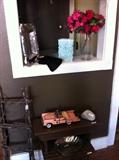                  vases; vintage T-bird; display items;