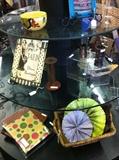 glass display unit-3 tiers; many decorative selections;