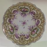 Elaborate moriage floral plate.
