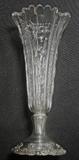 Cut glass vase-bullseye and prism motif motif, mounted on Gorham sterling silver base.